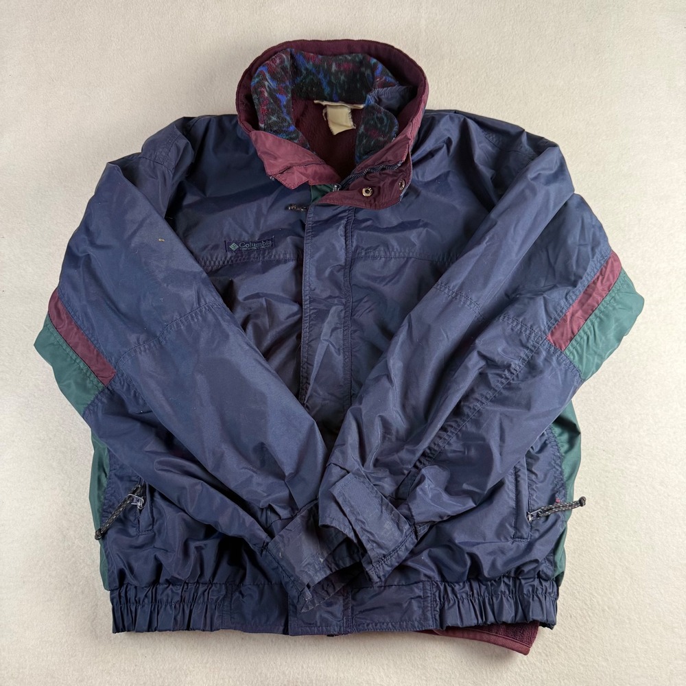 Columbia‎ Mens Vintage 3-in-1 Interchange Jacket Fleece Liner Navy Blue Burgundy